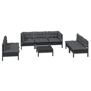 vidaXL Salon de jardin 8 pcs avec coussins, bois de pin massif