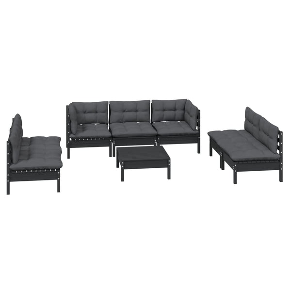 vidaXL Salon de jardin 8 pcs avec coussins, bois de pin massif