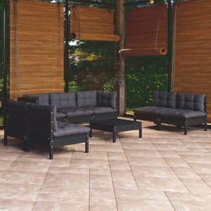 vidaXL Salon de jardin 8 pcs avec coussins, bois de pin massif