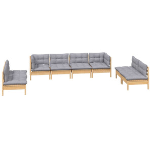 vidaXL Ensemble de mobilier de jardin 8 pcs avec coussins gris Bois de pin massif