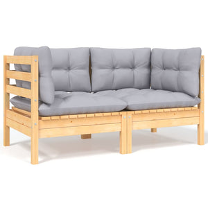 vidaXL Ensemble de mobilier de jardin 8 pcs avec coussins gris Bois de pin massif