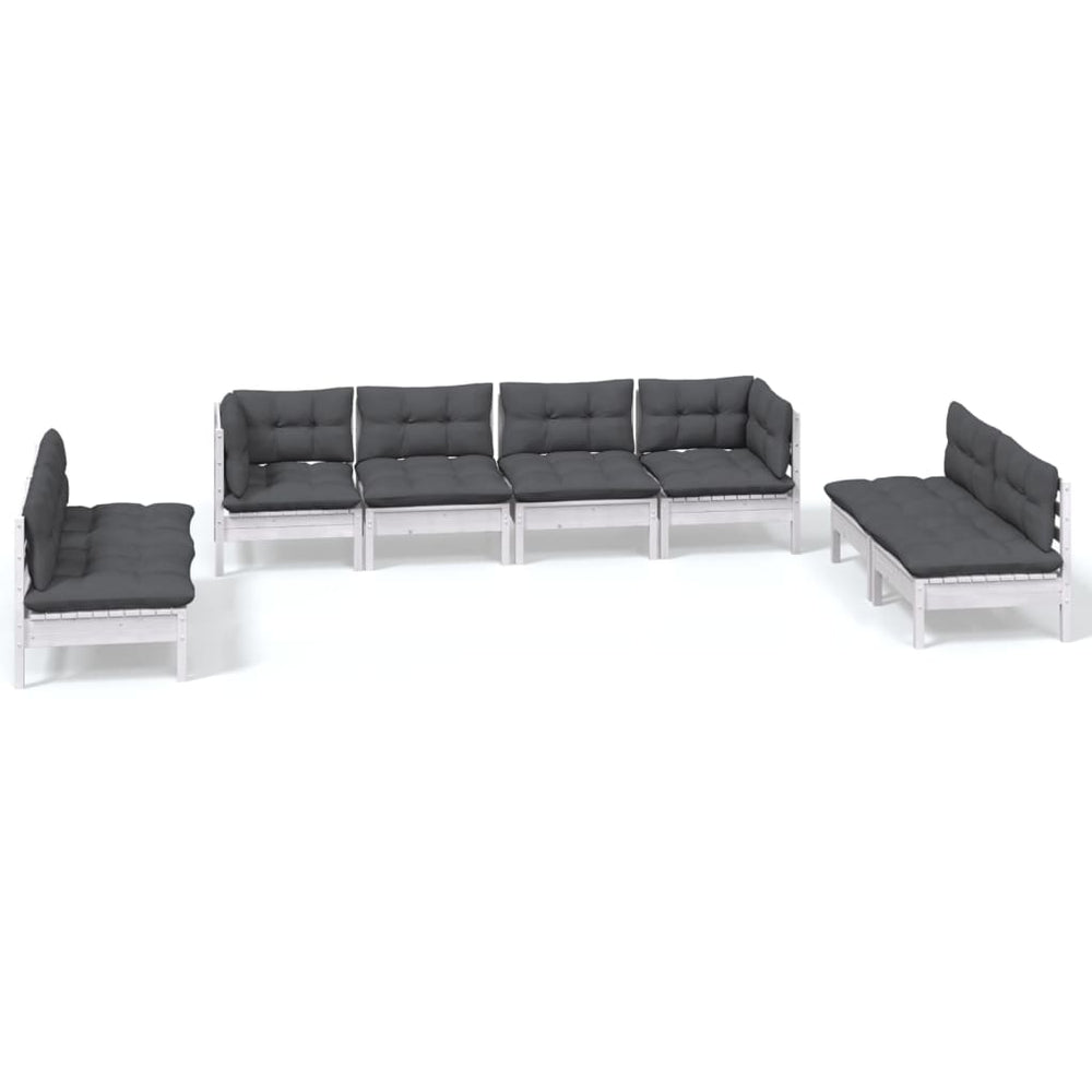 vidaXL Salon de jardin 8 pcs avec coussins, bois de pin massif