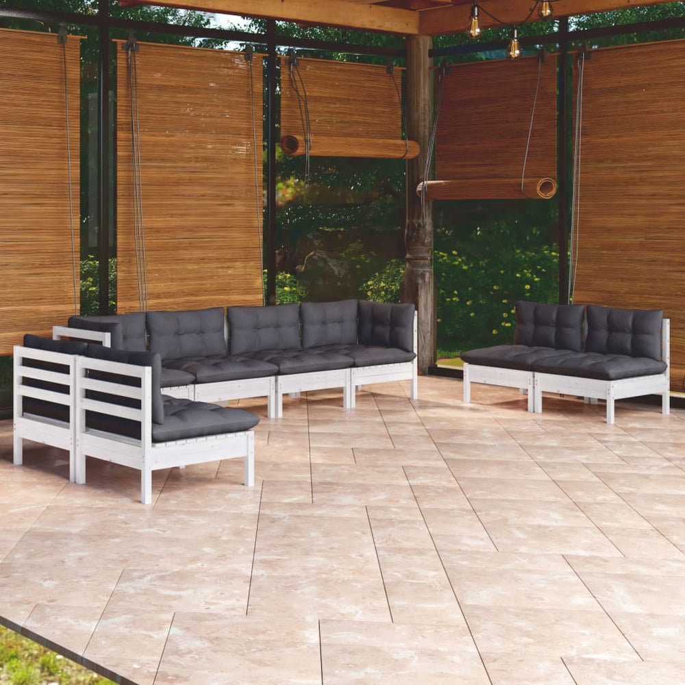 vidaXL Salon de jardin 8 pcs avec coussins, bois de pin massif