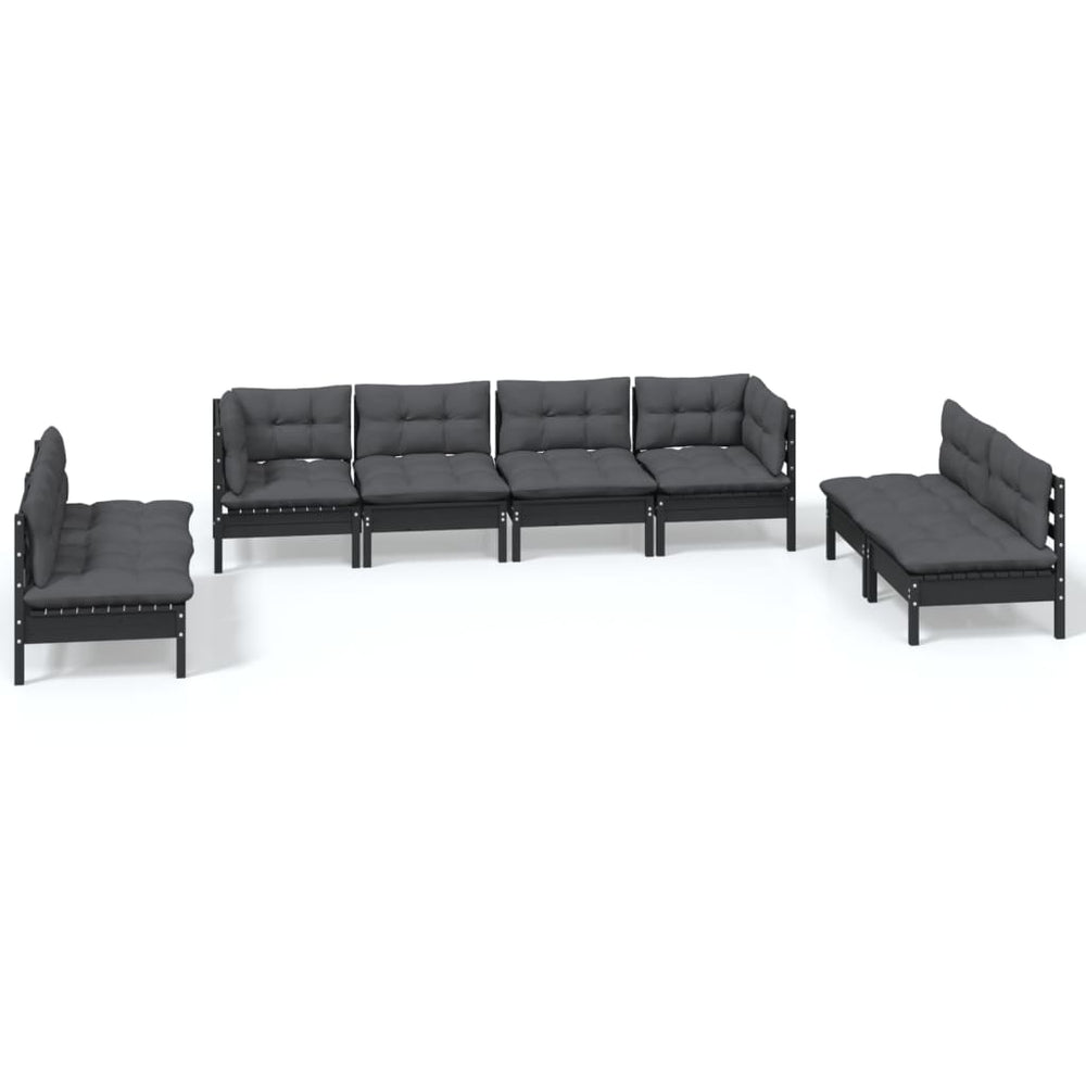 vidaXL Salon de jardin 8 pcs avec coussins, bois de pin massif