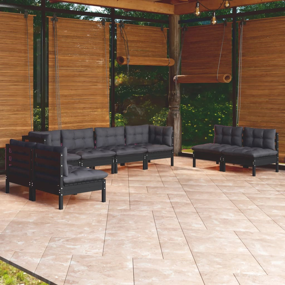 vidaXL Salon de jardin 8 pcs avec coussins, bois de pin massif