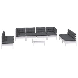 9-tlg. Garten-Lounge-Set mit Kissen Kiefer Massivholz