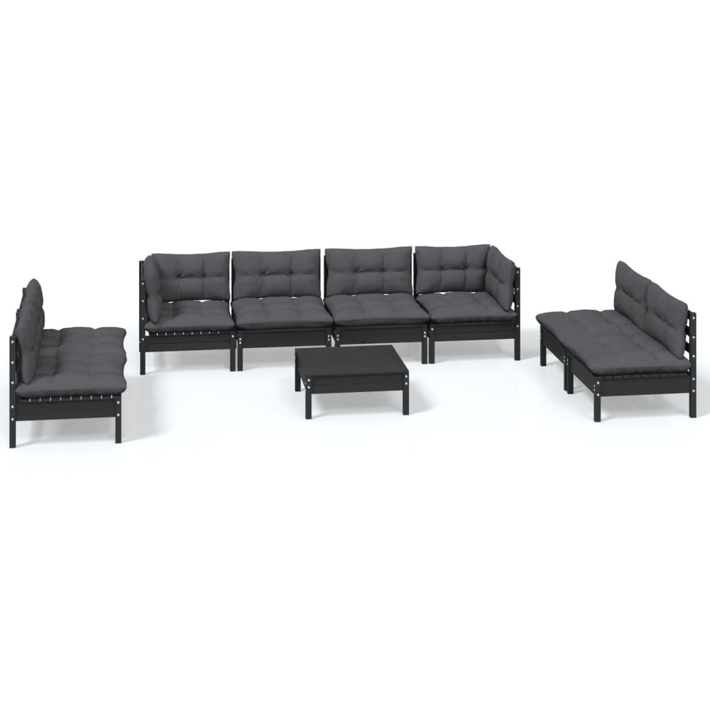 vidaXL Salon de jardin 9 pcs avec coussins Bois de pin massif