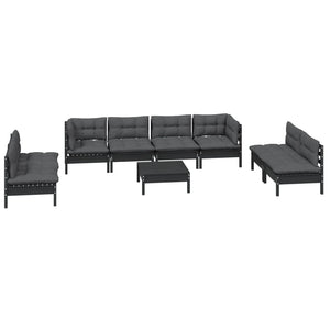 9-tlg. Garten-Lounge-Set mit Kissen Massivholz Kiefer