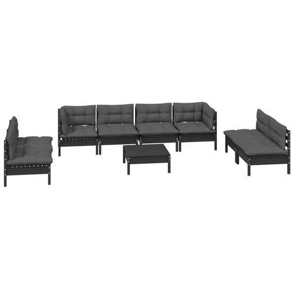 9-tlg. Garten-Lounge-Set mit Kissen Massivholz Kiefer