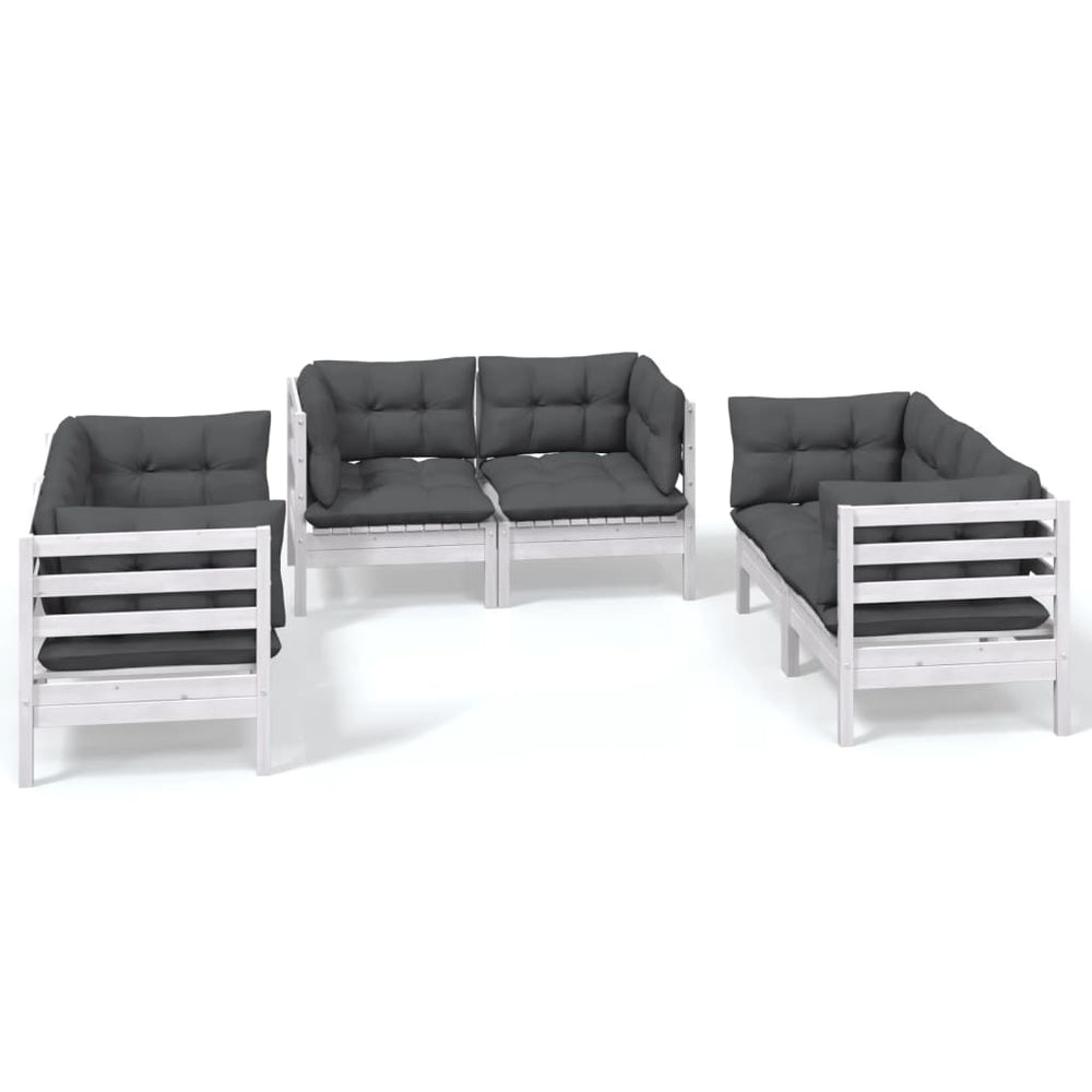 vidaXL Salon de jardin 6 pcs avec coussins Bois de pin massif