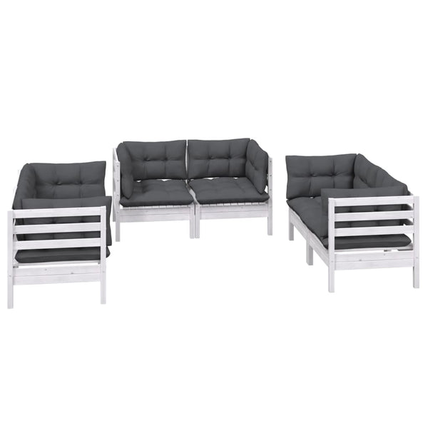 6-tlg. Garten-Lounge-Set mit Kissen Massivholz Kiefer