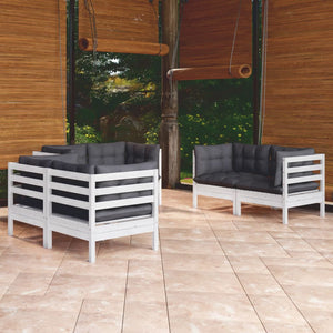 6-tlg. Garten-Lounge-Set mit Kissen Massivholz Kiefer