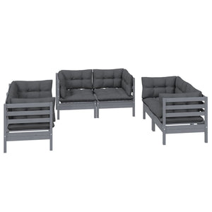 vidaXL Salon de jardin 6 pcs avec coussins Bois de pin massif
