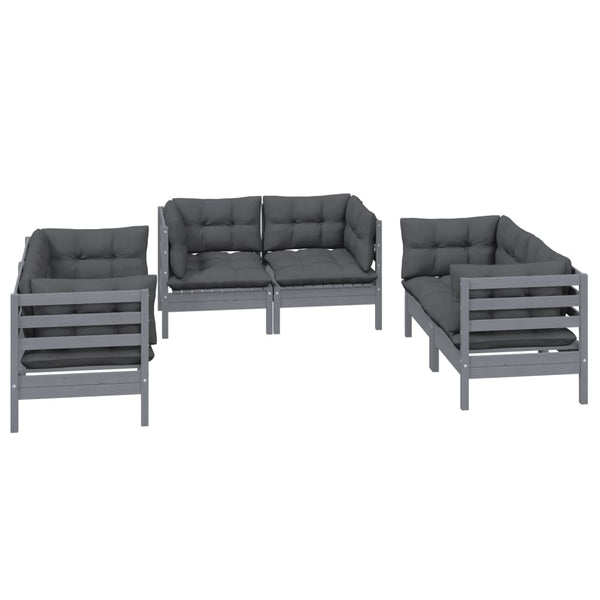 vidaXL Salon de jardin 6 pcs avec coussins Bois de pin massif