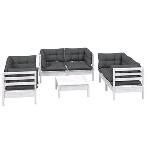 7-tlg. Garten-Lounge-Set mit Kissen Kiefer Massivholz
