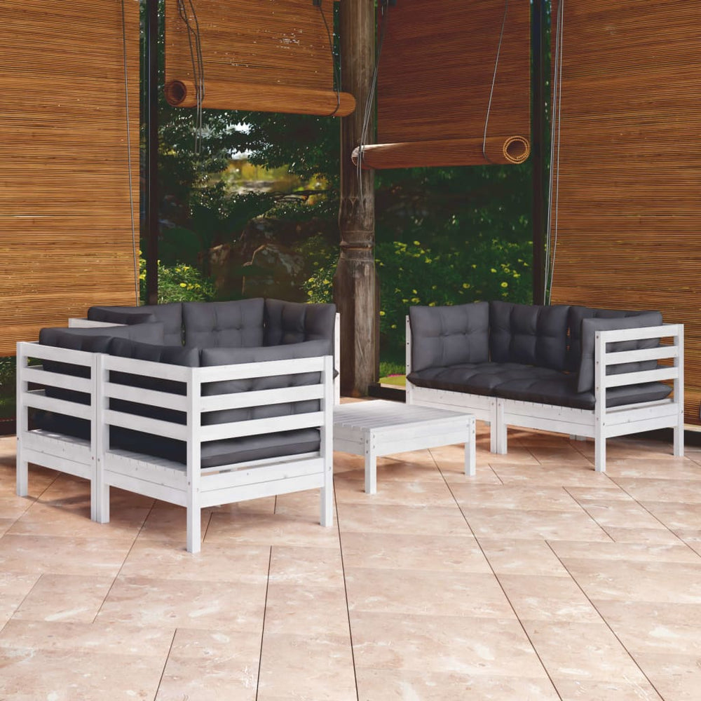 vidaXL Salon de jardin 7 pièces avec coussins, bois de pin massif