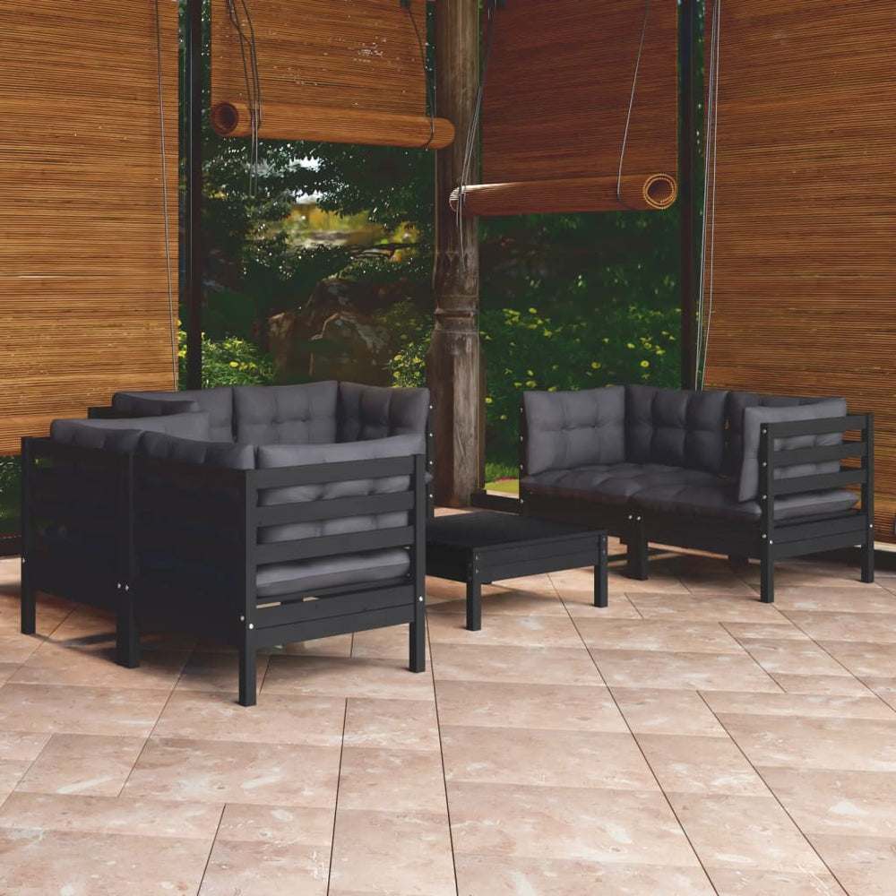 vidaXL Salon de jardin 7 pièces avec coussins, bois de pin massif