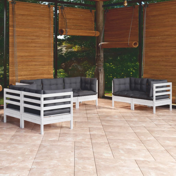 vidaXL Salon de jardin 7 pièces avec coussins, bois de pin massif