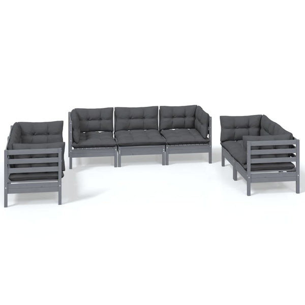 7-tlg. Garten-Lounge-Set mit Kissen Kiefer Massivholz