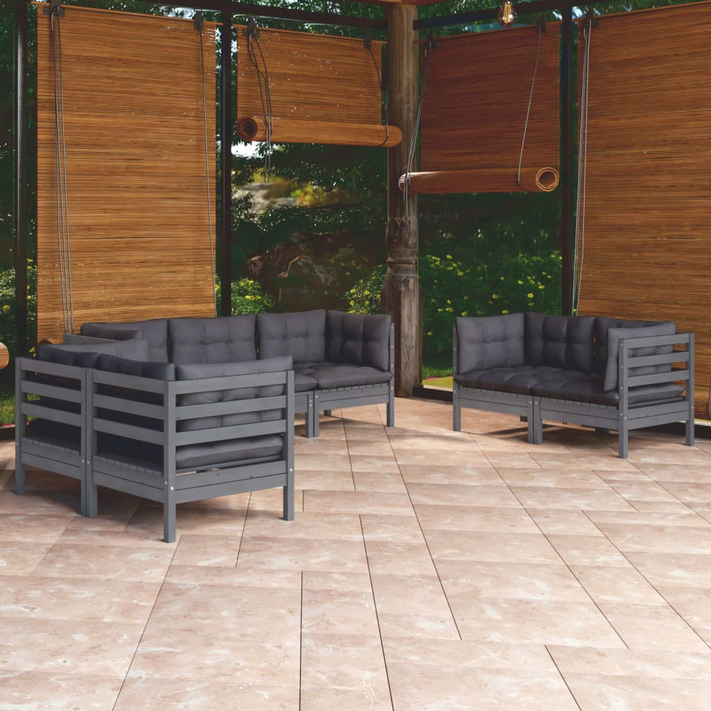 vidaXL Salon de jardin 7 pièces avec coussins, bois de pin massif