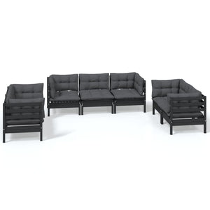 7-tlg. Garten-Lounge-Set mit Kissen Kiefer Massivholz