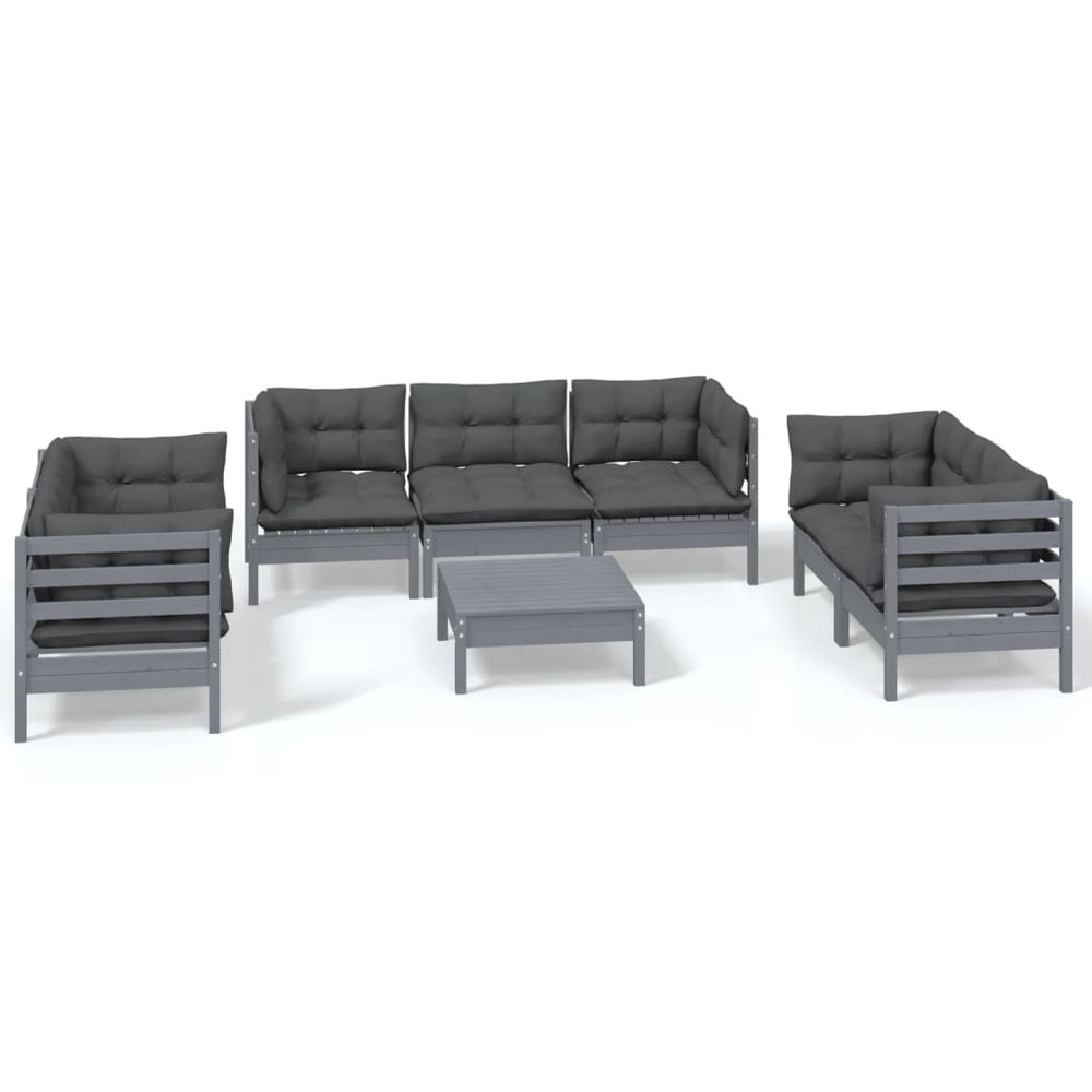 vidaXL Salon de jardin 8 pcs avec coussins, bois de pin massif
