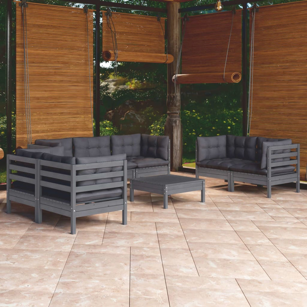 vidaXL Salon de jardin 8 pcs avec coussins, bois de pin massif
