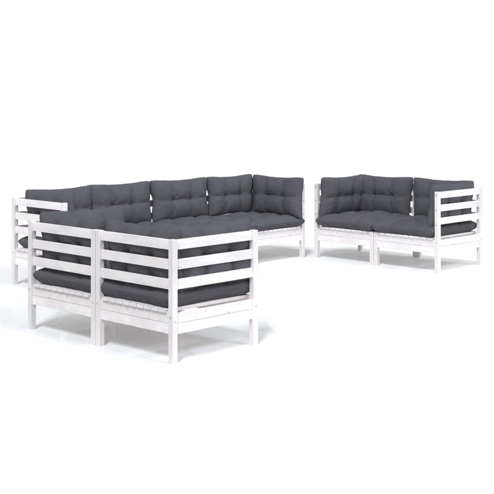 vidaXL Salon de jardin 8 pcs avec coussins, bois de pin massif