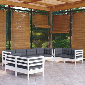 8-tlg. Garten-Lounge-Set mit Kissen Massivholz Kiefer