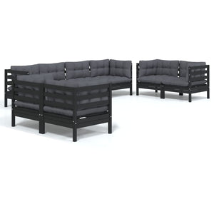 vidaXL Salon de jardin 8 pcs avec coussins, bois de pin massif