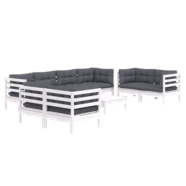 9-tlg. Garten-Lounge-Set mit Kissen Kiefer Massivholz