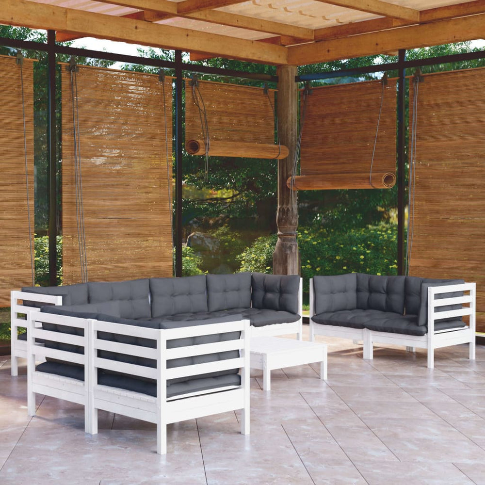vidaXL Salon de jardin 9 pièces avec coussins Bois de pin massif