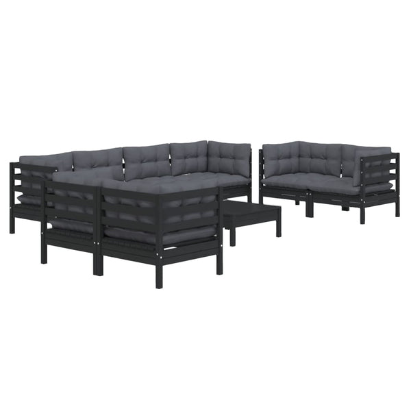 9-tlg. Garten-Lounge-Set mit Kissen Kiefer Massivholz