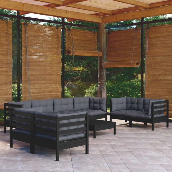 9-tlg. Garten-Lounge-Set mit Kissen Kiefer Massivholz