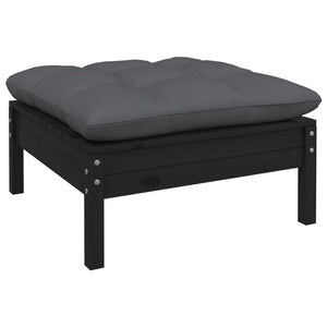 4-tlg. Garten-Lounge-Set mit Kissen Schwarz Kiefernholz