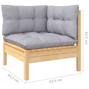 6-tlg. Garten-Lounge-Set mit Grauen Kissen Kiefernholz