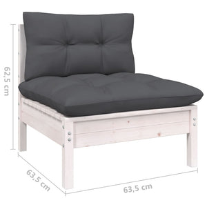 vidaXL Salon de jardin 8 pcs avec coussins Blanc Pin massif
