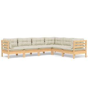 vidaXL Ensemble de salon de jardin 6 pcs avec coussins crème Bois de pin massif