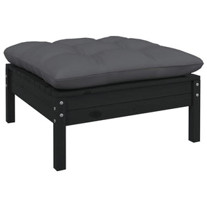 9-tlg. Garten-Lounge-Set mit Kissen Schwarz Kiefernholz
