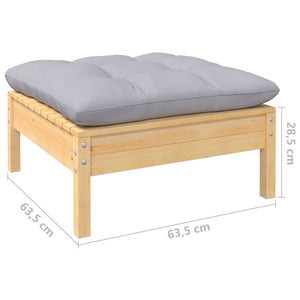 13-tlg. Garten-Lounge-Set mit Grauen Kissen Kiefernholz