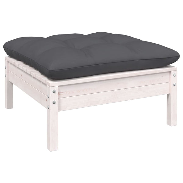 13-tlg. Garten-Lounge-Set mit Kissen Weiß Kiefernholz