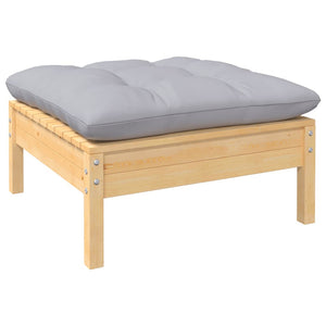 11-tlg. Garten-Lounge-Set mit Grauen Kissen Kiefer Massivholz
