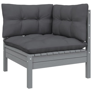 9-tlg. Garten-Lounge-Set mit Kissen Schwarz Massivholz Kiefer