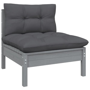 9-tlg. Garten-Lounge-Set mit Kissen Schwarz Massivholz Kiefer