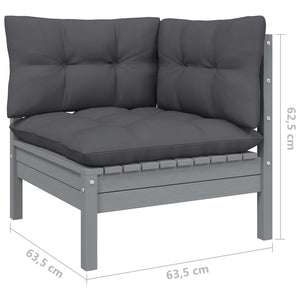9-tlg. Garten-Lounge-Set mit Kissen Schwarz Massivholz Kiefer