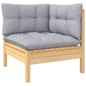 13-tlg. Garten-Lounge-Set mit Grauen Kissen Kiefernholz