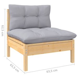 14-tlg. Garten-Lounge-Set mit Grauen Kissen Kiefernholz
