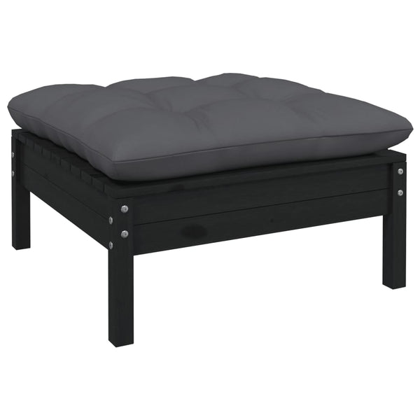 14-tlg. Garten-Lounge-Set mit Kissen Schwarz Kiefernholz