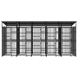 Outdoor-Hundezwinger mit Dach Stahl 9,22 m²