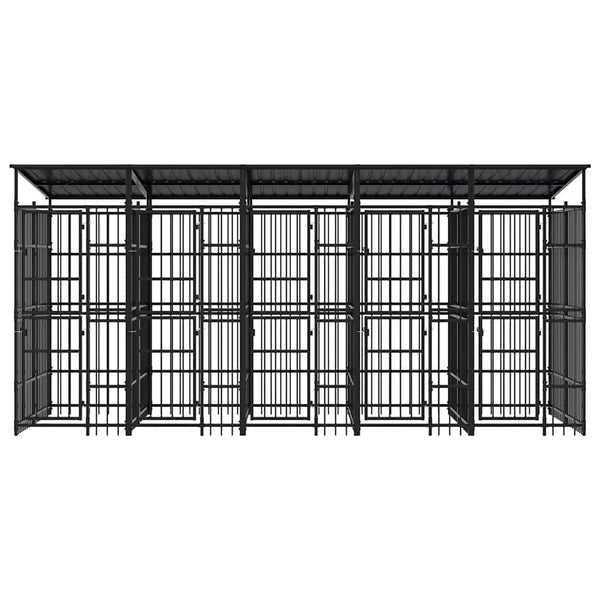 Outdoor-Hundezwinger mit Dach Stahl 9,22 m²